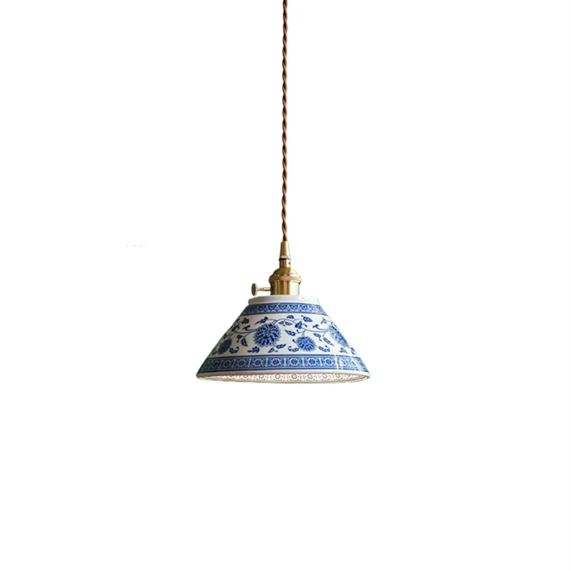 20cm lampshade Body Color Ceramic Pendant Light With Copper Finish For Dining Room