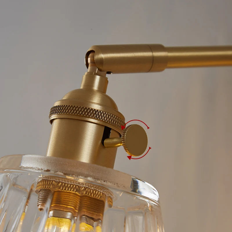 Modern Brass Glass Wall Lamp for Bedroom and Bathroom