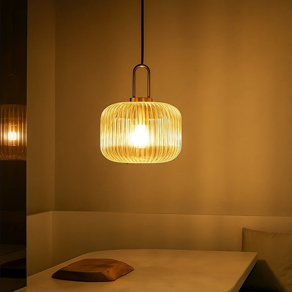 SatoriSphere – Japanese Ribbed Glass Pendant Light