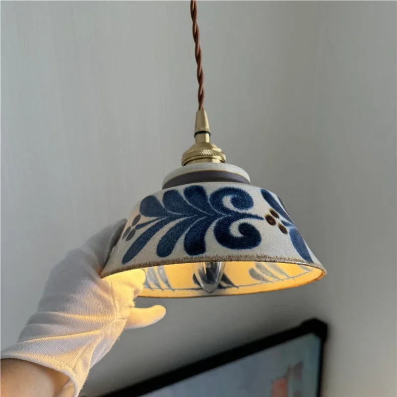 Ceramic Pendant Light With Copper Finish For Dining Room