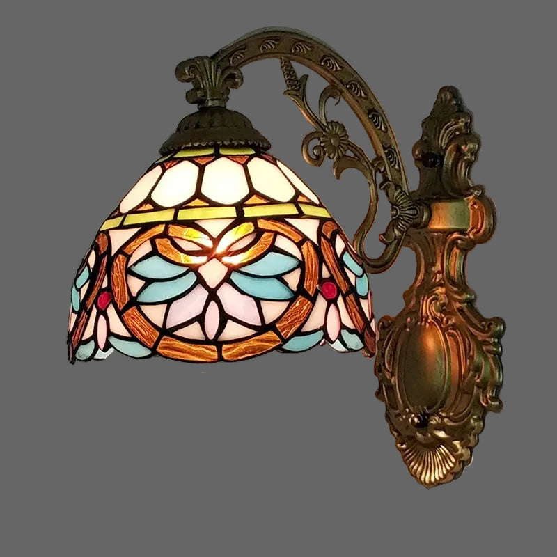 G Lampshade Color Tiffany Stained Glass LED Wall Sconce for Indoor Decor