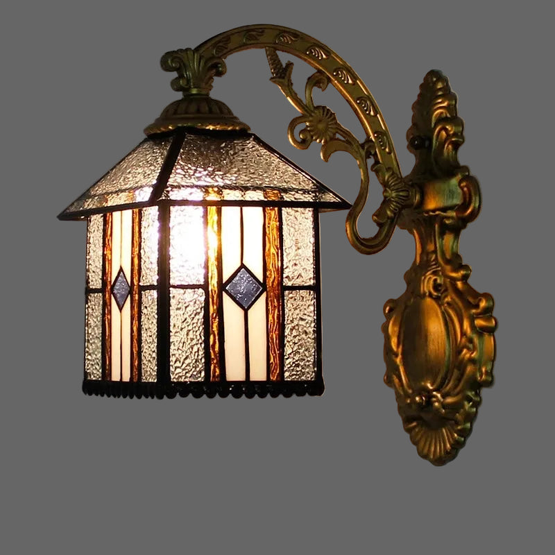 N Lampshade Color Tiffany Stained Glass LED Wall Sconce for Indoor Decor