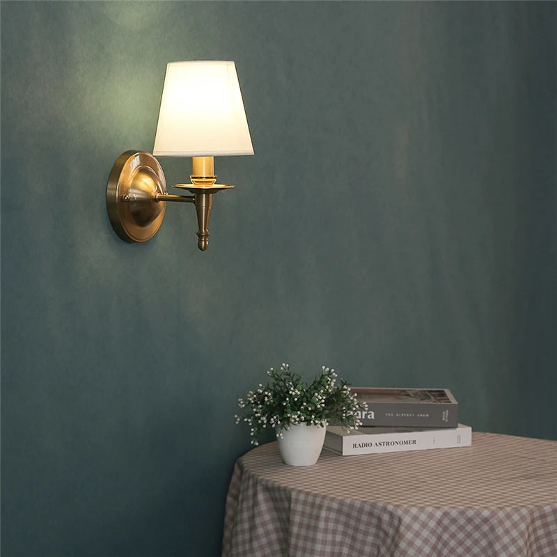 Linen Wall Lamp With Fabric Shade For Bedroom Or Hallway