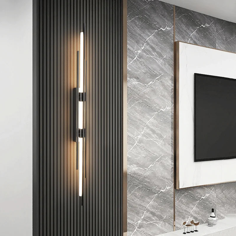 LumaBar Modern LED Long Wall Light – Gold & Black Bedside Lamp