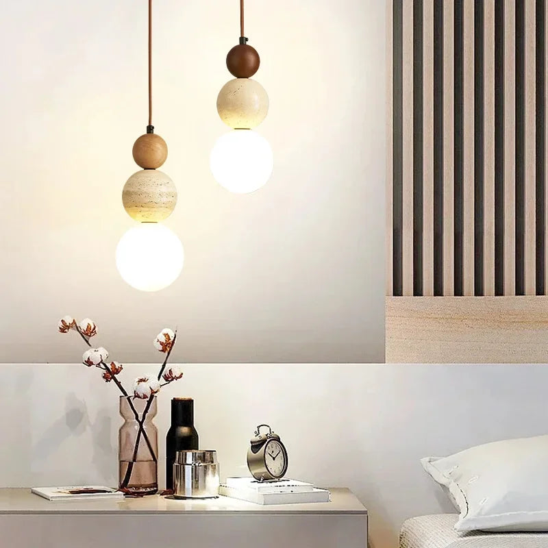 Stone Pendant Lamp With LED Bulb For Bedroom Or Bar