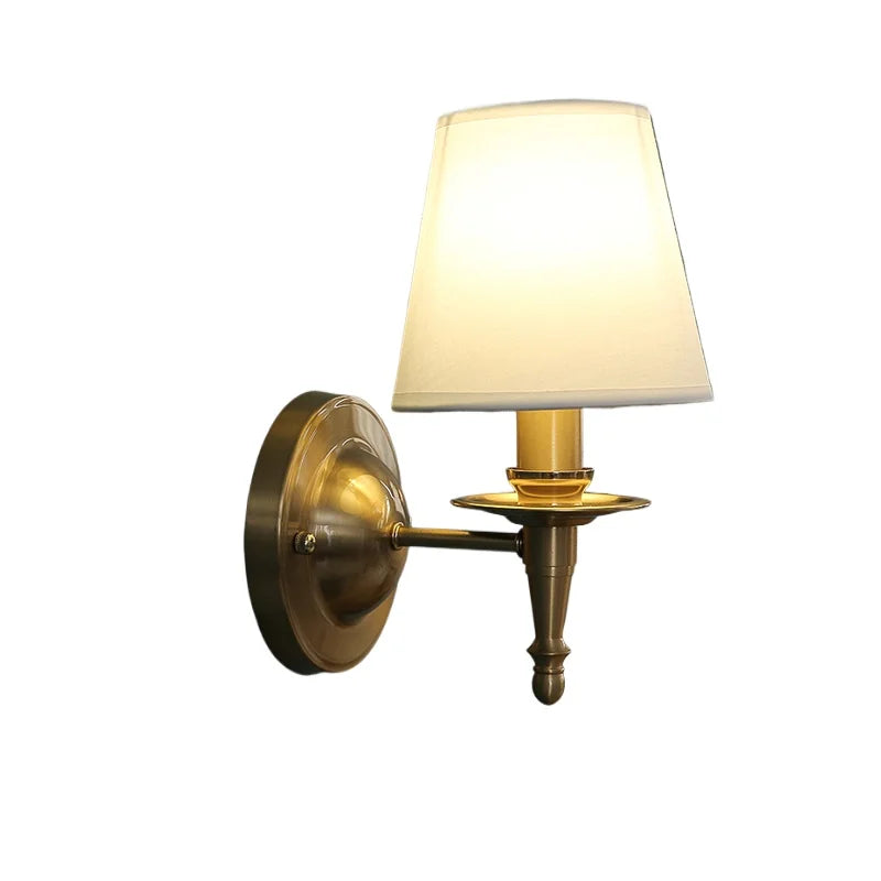 Linen Wall Lamp With Fabric Shade For Bedroom Or Hallway
