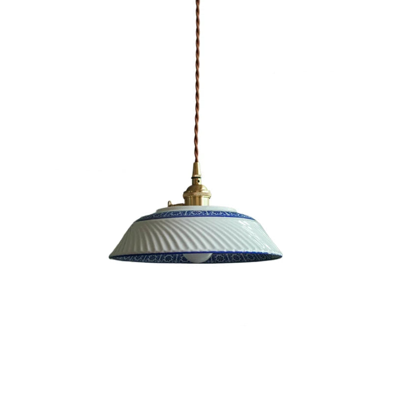 23cam lampshade Body Color Ceramic Pendant Light With Copper Finish For Dining Room