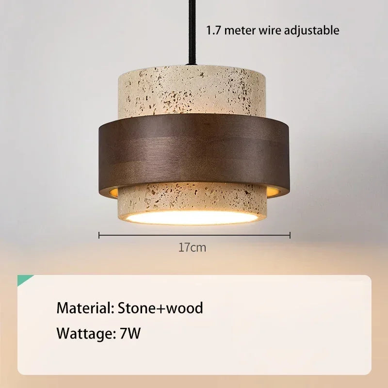 17cm walnut color Body Color Stone Pendant Light for Bedroom and Bar – LED E27