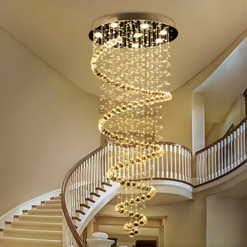 SpiralAurora – Hanging Crystal Staircase Chandelier