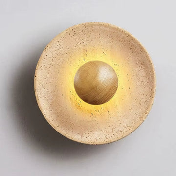 StoneAura Natural Stone Wall Light – Stone & Wood Sconce