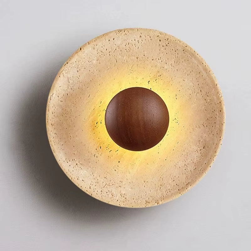 StoneAura Natural Stone Wall Light – Stone & Wood Sconce