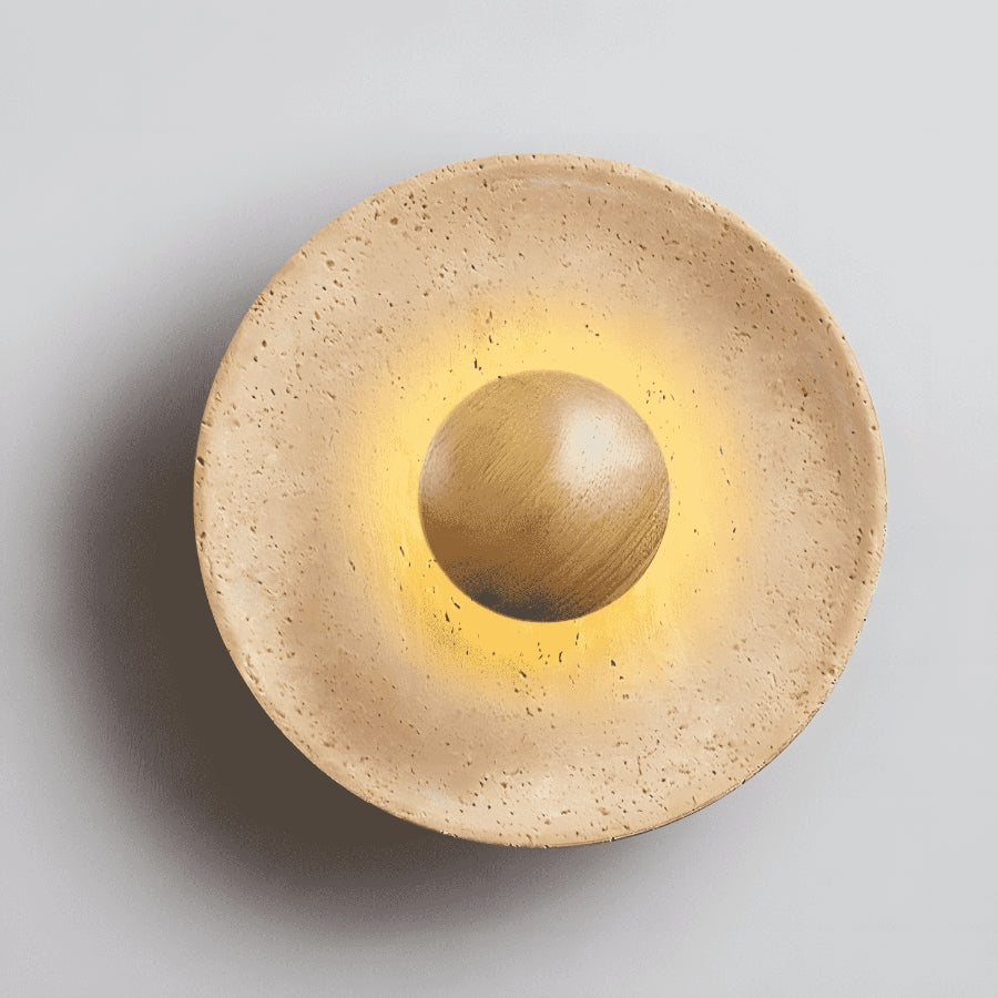 TravertineLuma – Round Vintage Wall Lights