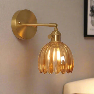 TulipGlow - Antique Brass Tulip Glass Wall Light