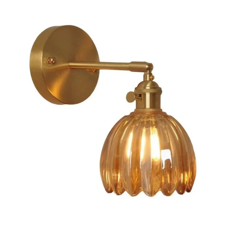 TulipGlow - Antique Brass Tulip Glass Wall Light