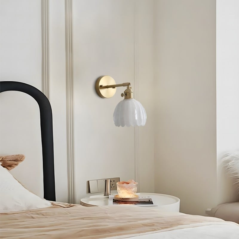 TulipGlow - Antique Brass Tulip Glass Wall Light