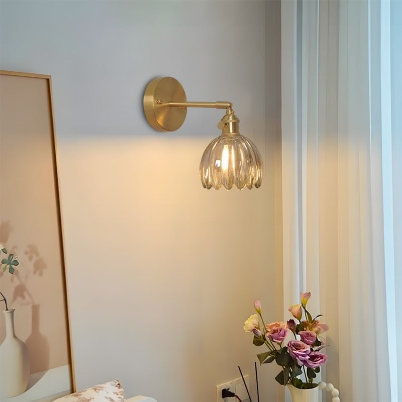 TulipGlow - Antique Brass Tulip Glass Wall Light