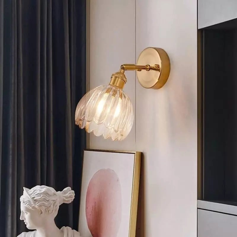 TulipGlow - Antique Brass Tulip Glass Wall Light