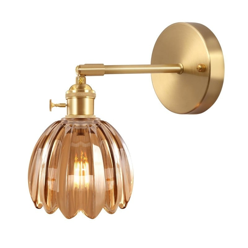 TulipGlow - Antique Brass Tulip Glass Wall Light