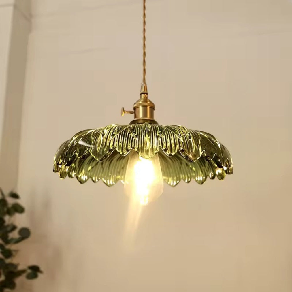 VerdeBloom - Vintage Green Glass Pendant Light