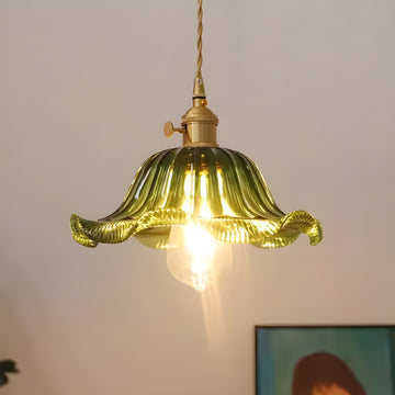VerdeBloom - Vintage Green Glass Pendant Light