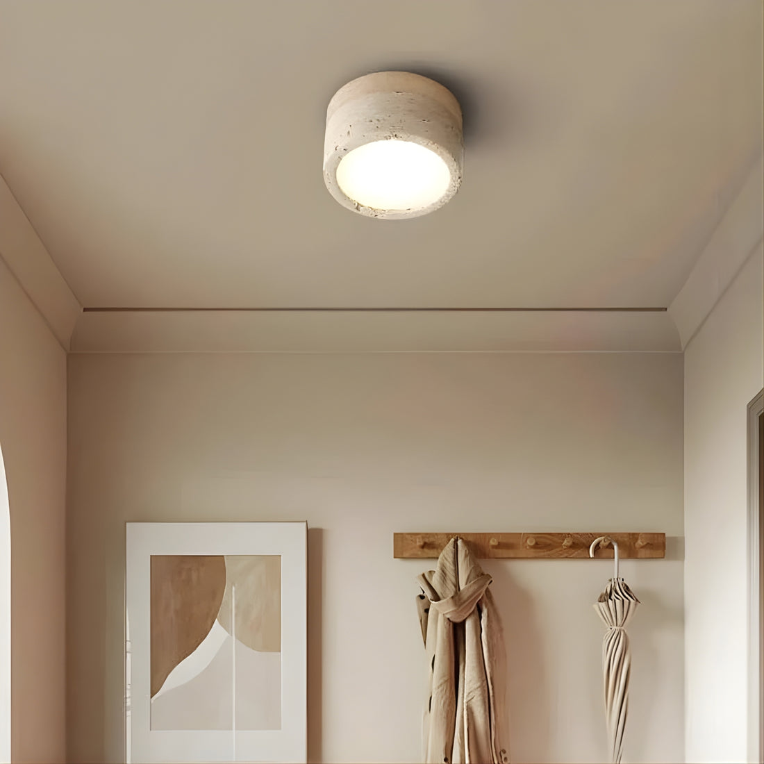 VivaStone – Round Stone Small Ceiling Light