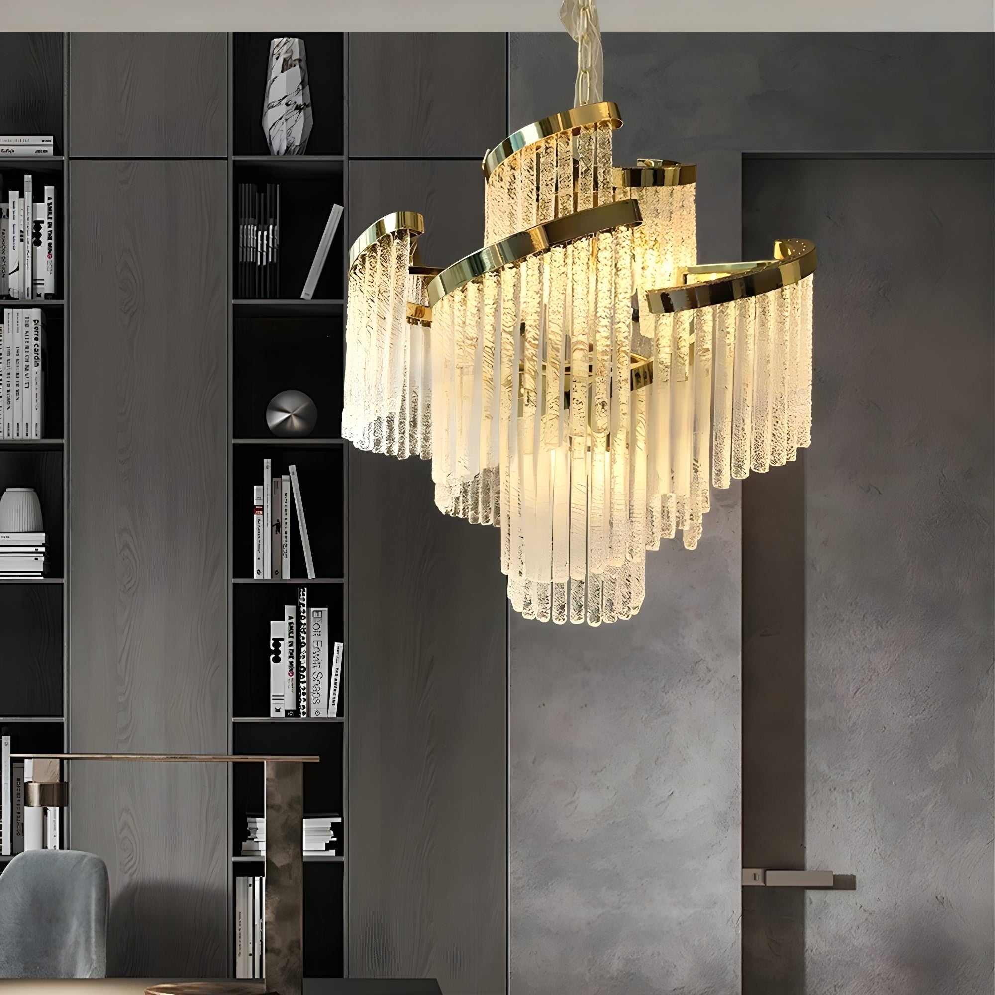 WaterfallLumi - Modern Gold Spiral Chandelier