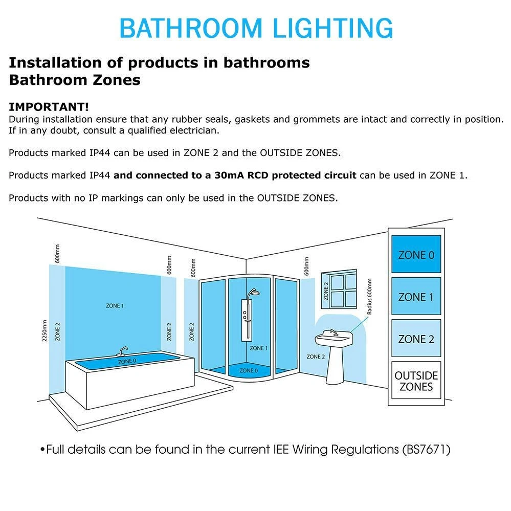 IP44 Flush Bathroom Ceiling Light in Satin Nickel