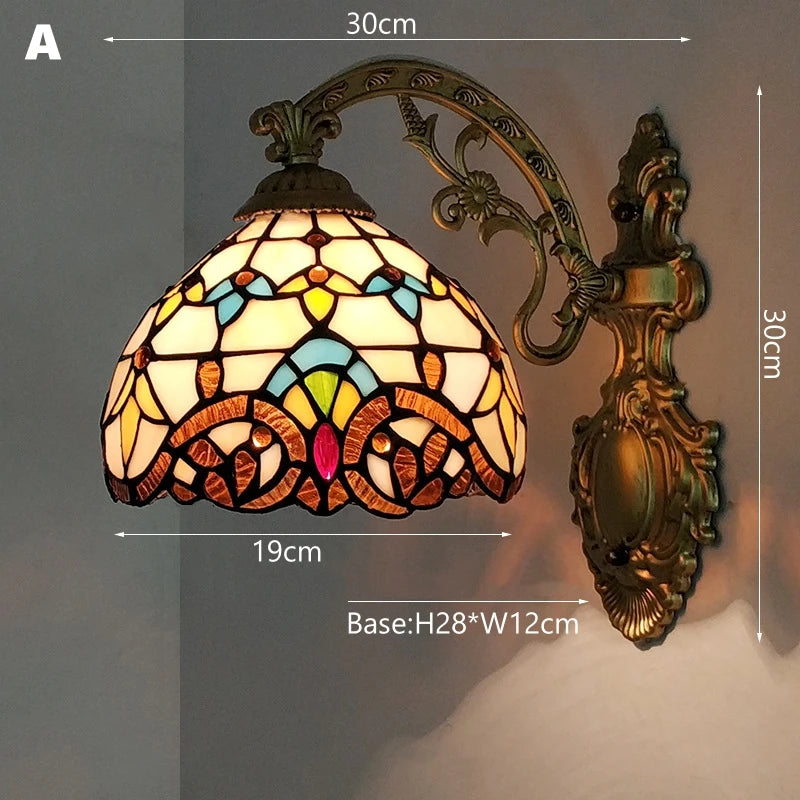 Tiffany Stained Glass LED Wall Sconce for Indoor Decor